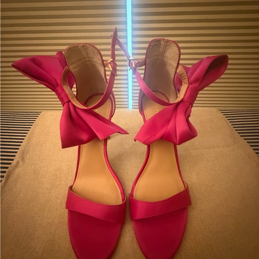 Express Beautiful Fuchsia Satin Bow Heels!